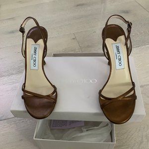 Jimmy Choo JAG strapy sandal in bronze metallic,